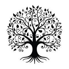 Celtic Tree of life decorative Vector ornament, Graphic arts, dot work. Grunge vector illustration of the Scandinavian myths with Celtic culture.