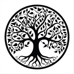 Celtic Tree of life decorative Vector ornament, Graphic arts, dot work. Grunge vector illustration of the Scandinavian myths with Celtic culture.