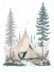 Scouts camp. AI generated illustration