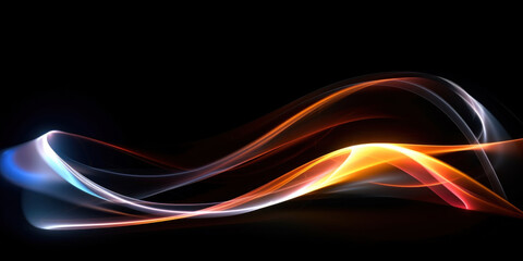 Bright lighting on a black background, in the style of colorful curves. AI generative