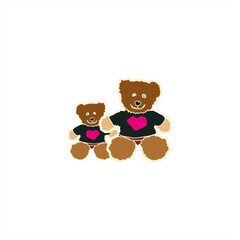 colorful illustration of a pair of dolls taking the form of an adorable brown bear