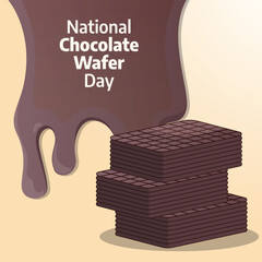 national chocolate wafer day design template for celebration. chocolate wafer day vector illustration. wafer vector illustration.