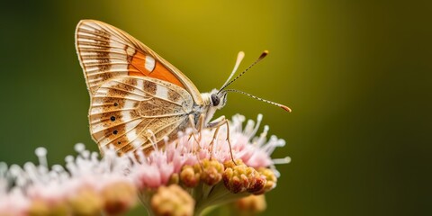 Obraz premium AI Generated. AI Generative. Green flower feld with butterfly inseect. Chill relax calm vibe. Graphic Art