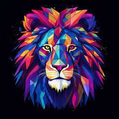 Fototapeta na wymiar Fantasy colorful lion portrait Generative AI artwork 