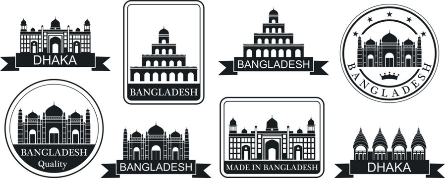 Bangladesh set.  Isolated Bangladesh on white background