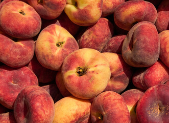 Peaches on a market stall