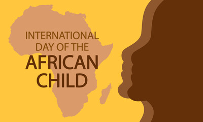 African Child International Day child head and continent, vector art illustration.