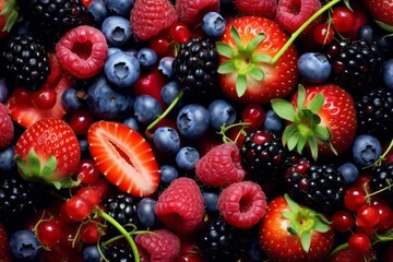 Fototapeta na wymiar Appetizing tasty berry background. The concept of proper nutrition and vitamins in the crop. AI generated