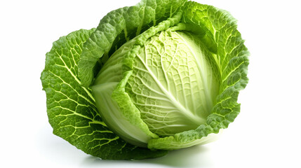 Fototapeta premium Cabbage fresh vegetable green walmart juicing white background picture Ai generated art
