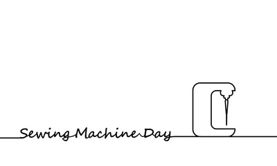 Sewing machine day line, vector art illustration.
