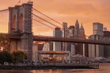 Obraz premium Manhattan sunset view from Dumbo Brooklyn