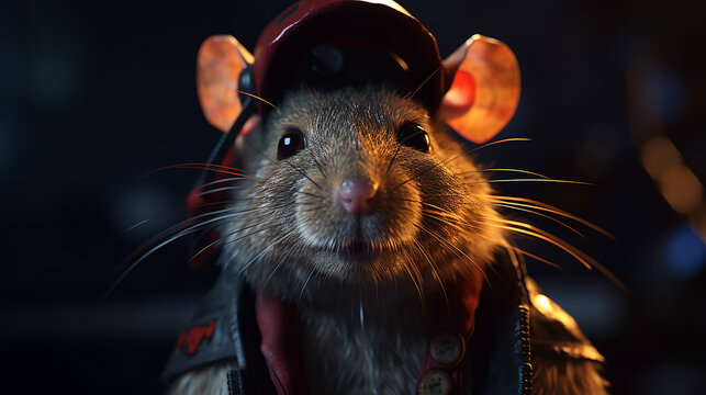 Rat cute mouse portrait hamster fluffy cage alamy animal Ai generated art