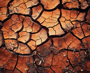 Dried cracked earthen soil. Texture of cracked earth.