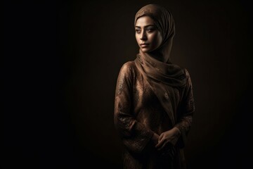 Portrait of a beautiful Arab woman in a veil. AI generated, human enhanced