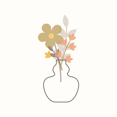 a vase . vector drawing. on a white background. scandinavian color fill. EPS 10. antique style.
