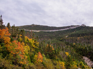 Beautiful fall colors and sky over the Whiteface Mountain in Adirondack Mountains in New York state.