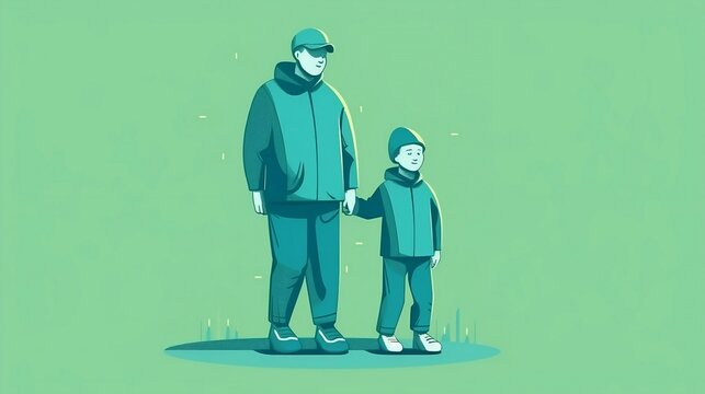 Dad and son. Card for Father's Day. Generative AI