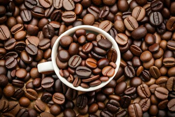 Obraz premium Perfect coffee beans in a cup. Created with generative Ai technology.