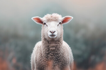 A minimalist photo of a sheep on isolated nature background a hyper 