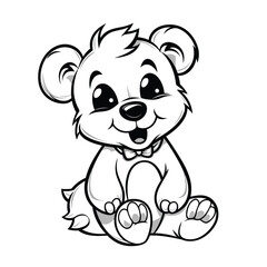 Happy Bear , colouring book for kids, vector illustration