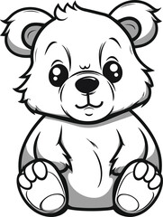 Obraz premium Happy Bear , colouring book for kids, vector illustration