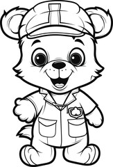 Happy Bear , colouring book for kids, vector illustration