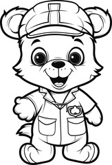 Obraz premium Happy Bear , colouring book for kids, vector illustration