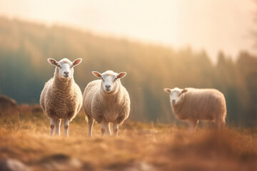 Obraz premium A minimalist photo of a sheep on isolated nature background a hyper 