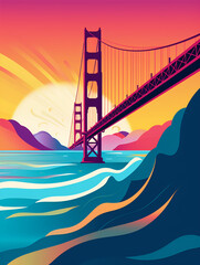 Golden Gate bridge, San Fransisco, Bay Area - obrazy, fototapety, plakaty