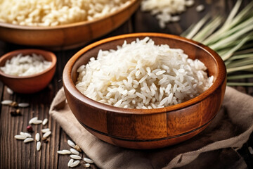 asian healthy rice vegetarian white meal organic food diet grain. Generative AI.