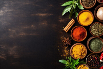 Obraz na płótnie Canvas ingredient food dry herb cooking background seasoning indian asian powder spice. Generative AI.