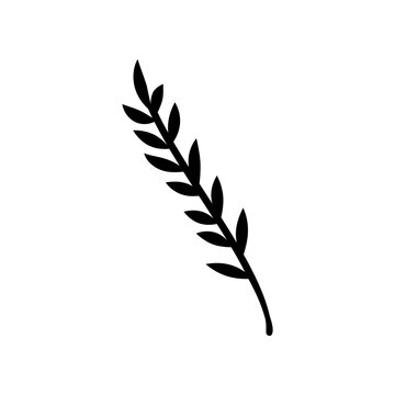 recommend clip art: Black botanical branch with small leaves. Clipart.