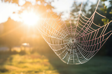 Spinnweben im Morgentau