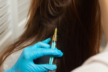 Plasma treatment, plasmolifting or PRP method point the introduction of the patient's own plasma...