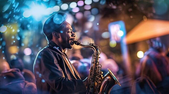 Fototapeta  the excitement and energy of a live music performance, capturing the passion of musicians and the audience