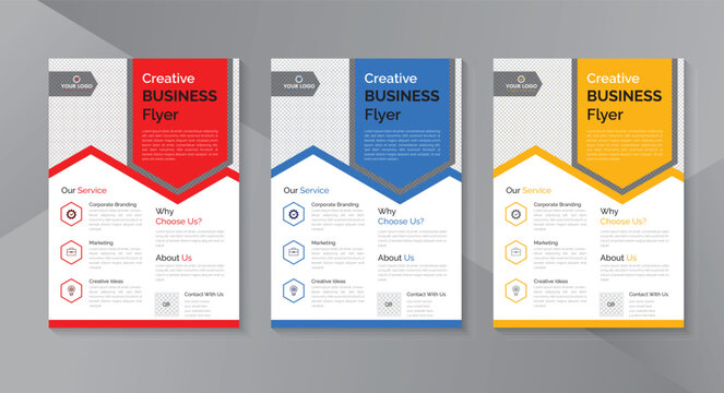 Business Leaflet Brochure Flyer Template Design Set. Corporate Flyer Template A4 Size, Corporate business flyer template design set.