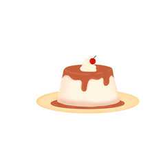 Pudding chocolate with whiped cream and cherry on top