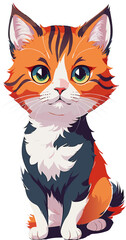 Vector illustration of a redhead cat, on a transparent background. Cute cat cartoon character.