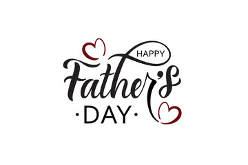 Happy Father's Day handwritten text isolated on white background. Modern brush ink calligraphy, hand lettering typography for print, poster, banner, greeting card. Vector illustration. Dad, daddy logo