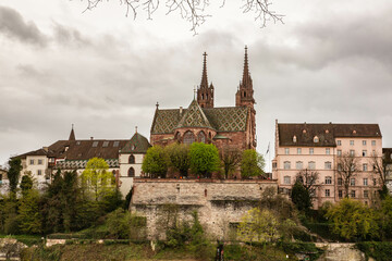 Fototapeta na wymiar Basel Minster in Basel Switzerland