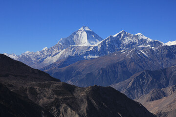 Mount Dhaulagiri and Tukche Ri, Nepal.