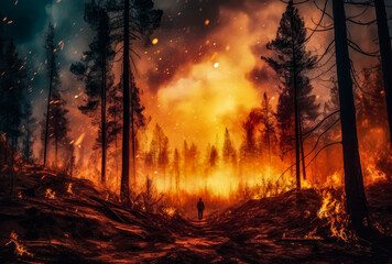 forest fire burning , generative ai