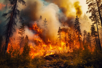 forest fire burning , generative ai