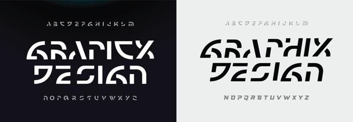 modern minimalist futuristic scifi alphabet font. digital space typography vector illustration design