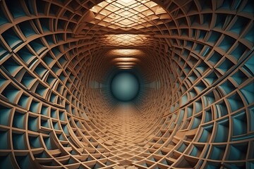 long tunnel with a bright light at the end. Generative AI