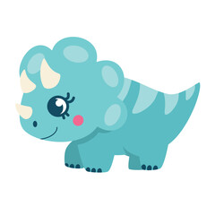 Cute vector illustration. A little baby dinosaur. Cute Triceratops 