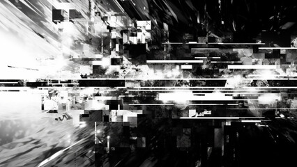 Abstract black white line flow, technology concept with ink concept background