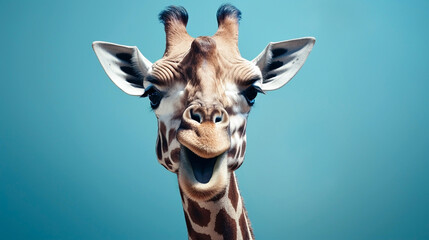 Generative Ai image of a baby giraffe face close up