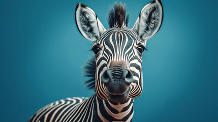Generative Ai image of a zebra baby face close up - obrazy, fototapety, plakaty