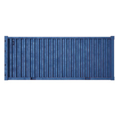 Blue Delivery Cargo Container. Shipping Container. Realistic 3D Render. Cut Out. Side View.